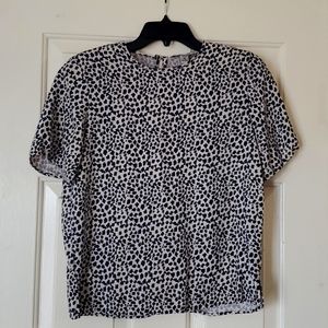 AMANDA SMITH PETITES SILK CHEETA PRINT BLOUSE SIZE PS